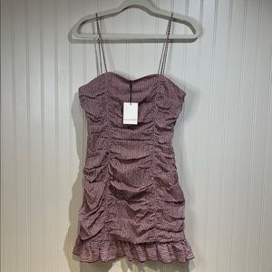 NWT The East Order Women’s Mica Mini Rose Wine Stripe Dress Size Small